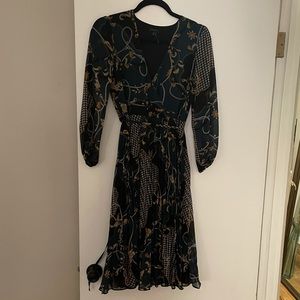 Ann Taylor midi wrap pleated dress